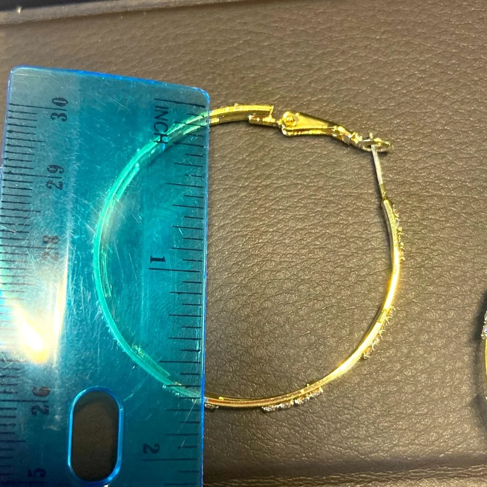 🌟 Gold Plated Diamond Hoop Earrings